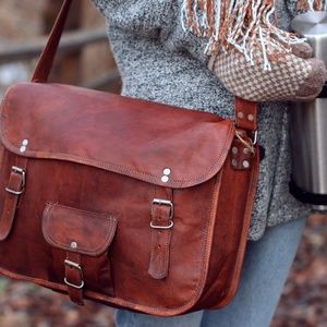Vintage Gusti Leser Leather messenger bag